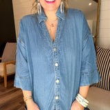 Mineral Washed Dark Denim Top