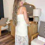 Laced In Love Midi Dress - Ivory White