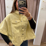 Butter Yellow Denim Poncho Jacket
