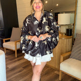 Running Horses Oversized Blouse Top - Black