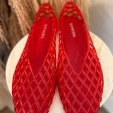 Jelly Mesh Flats Shoes - Red