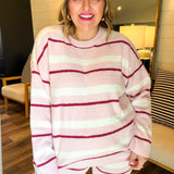 Pink Cosmo Striped Sweater Set