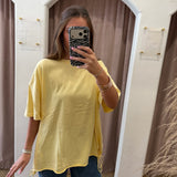 Fringe Tie Oversized Tee - Yellow