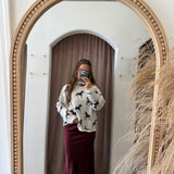 Scalloped Lace Midi Skirt - Burgundy