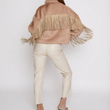 Moonlight Fringe Fur Jacket - Taupe