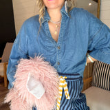 Mineral Washed Dark Denim Top