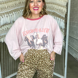 Pink Bow Leopard Track Pants