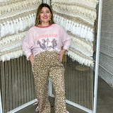 Pink Bow Leopard Track Pants