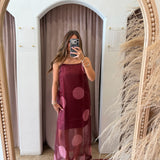 Perfect Polka Dot Maxi Dress - Burgundy