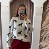 Roaming Horses Shadows Sweater - Cream