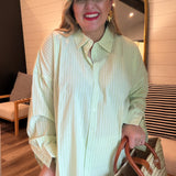 Soho Chic Button Up - Green Stripes