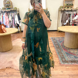 Petal Veil Sheer Maxi Dress - Green
