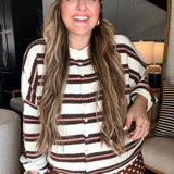 Piper Cardigan - Pink + Brown Stripes