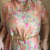 Vintage Bloom Ruffle Midi Dress