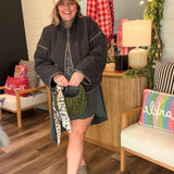 Quilted Contrast Piping Detailed Puffer Jacket - Black