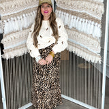 All Corduroy Leopard Midi Skirt