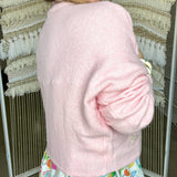 The Piper Cardigan - Baby Pink Pearl Ribbon