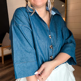 Denim Daze Gold Button Top