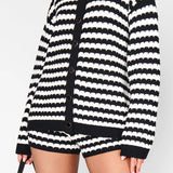 {MUMU} Inez Cardigan - Black & White Stripe Knit