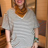 Oversized Stripe Tee - Black