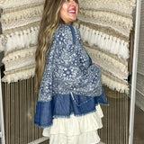 Oversized Bandana Denim Kimono Top