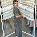 Free Style Mineral Wash Jumpsuit - Ash Black