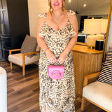 Snow Leopard Strappy Gown Maxi Dress