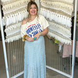Ever After Lace Maxi Skirt - Dusty Blue