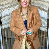 Boot Scootin' Fringe Blazer - Tan