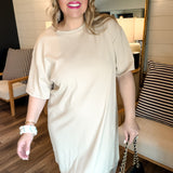 Mixed Media Lace Dress - Taupe