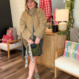 Quilted Contrast Piping Detailed Puffer Jacket - Olive