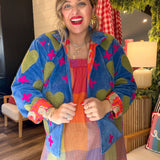 Chapman Embroidered Jacket - Bright Blue + Lime Green