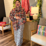 Mocha Oversized Plaid Top