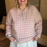 Strawberry Pink Gingham Pullover