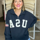 USA Half Zip Oversized Sweater