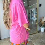 {Spell} Marina Piccola Oversized Biker Tee - Cosmos Pink