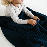 Chenille Small Blanket - Navy