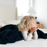 Chenille Small Blanket - Navy