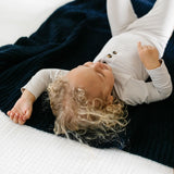 Chenille Small Blanket - Navy