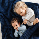 Chenille Small Blanket - Navy
