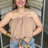 Brooke Bubble Tube Top - Dark Taupe