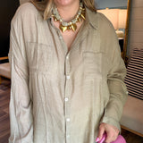 Seabreeze Button Up Top - Taupe