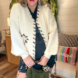 Leopard Laced Up Cardigan Sweater