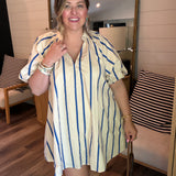 Bayside Stripe Mini Dress - Blue
