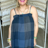 Old Money Plaid Maxi Dress - Navy