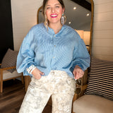 Bubbly Blouse - Pinstripe Blue