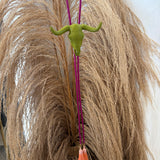 Longhorn Bolo Necklace - Olive Green + Hot Pink + Peach