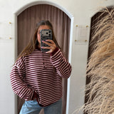 Half Piper Cardigan - Burgundy + Pink