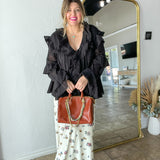 {MUMU} Joss Ruffle Top - Black Voile