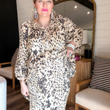 Snow Leopard Bias Maxi Skirt